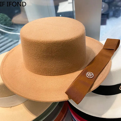 Fedora chapeaux pour femmes mode élégant melon robe casquettes Panama église mariage ruban bande chapeau hommes feutre Jazz chapeau