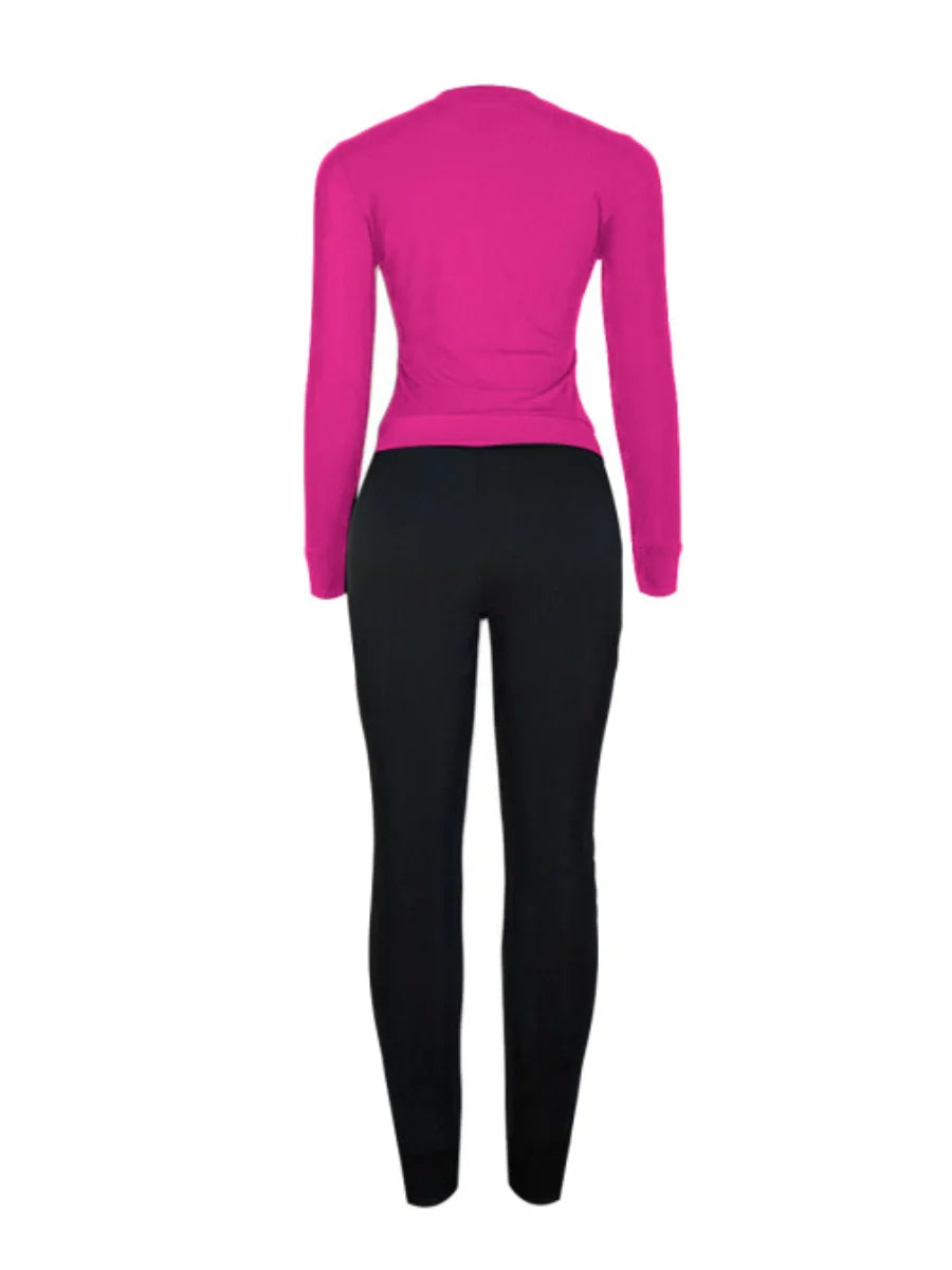 LW-Ensemble de survêtement décontracté pour femme, sweats à capuche à manches longues, pantalon imprimé lettre rose, mode automne et hiver, 2 pièces