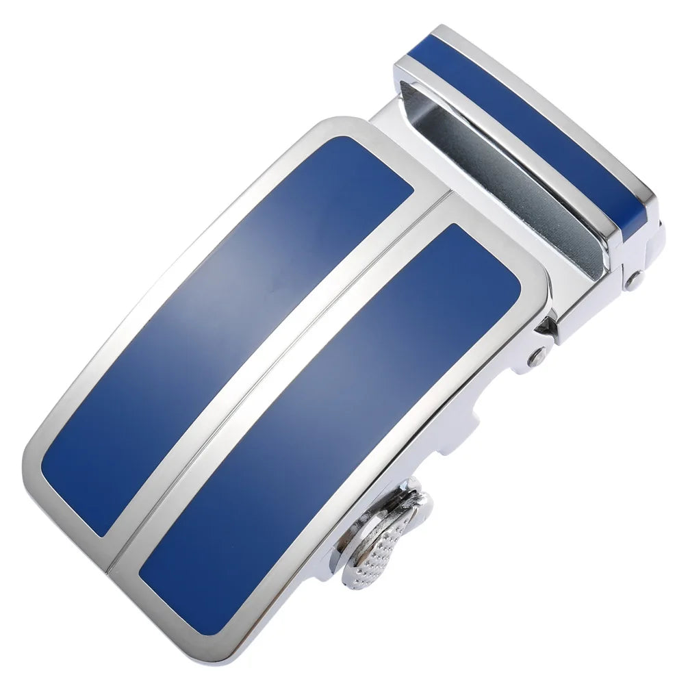 Ceinture en alliage métallique pour hommes, 3.5cm, boucle automatique à dégagement rapide, Clip de ceinture d'affaires, sans trous, boucle de ceinture en cuir bleu rouge