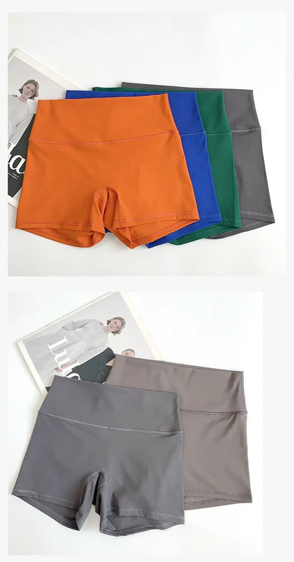 Short de motard de sport pour femmes, sensation nue, taille haute, Yoga, Push Up, Leggings de Fitness, contrôle du ventre, Slim