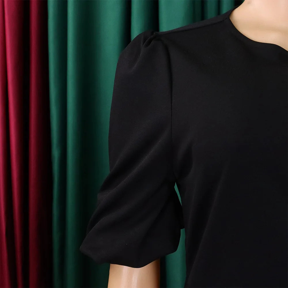 FairyShely-Robe longue à manches courtes pour femmes, grande taille, col rond, grandes robes pour dames, robe de soirée serrée, robe curvy, monochromatique, été, 2025