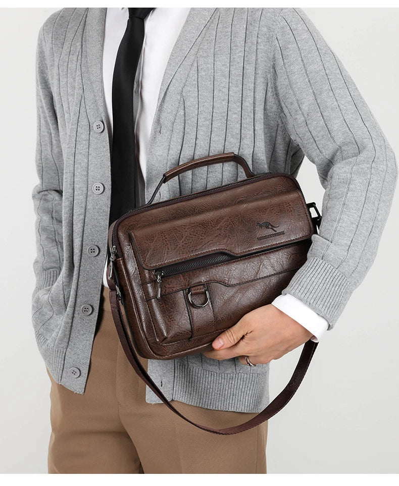 Sacs de messager de marque kangourou de luxe hommes en cuir sac à bandoulière décontracté pour hommes marron noir sac à bandoulière d'affaires sac à main masculin