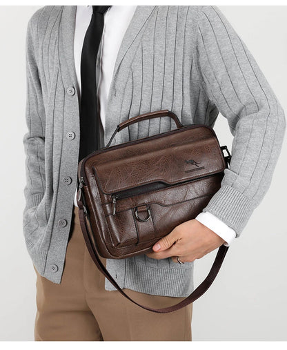 Sacs de messager de marque kangourou de luxe hommes en cuir sac à bandoulière décontracté pour hommes marron noir sac à bandoulière d'affaires sac à main masculin