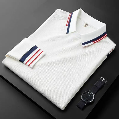Polo décontracté à manches longues pour hommes, haut d'affaires, haute qualité, printemps, automne, nouveau