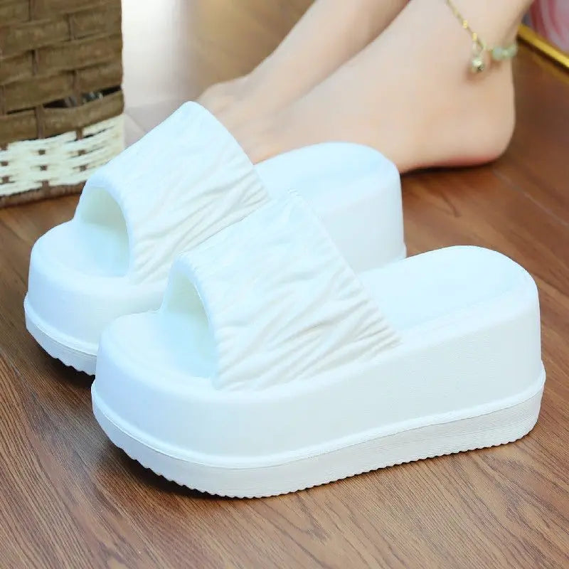 Sandales d'été à talons hauts de 7 cm pour femmes, mules à talons épais, tongs EVA, chaussures de maison, pantoufles à plateforme d'extérieur, nouvelle collection