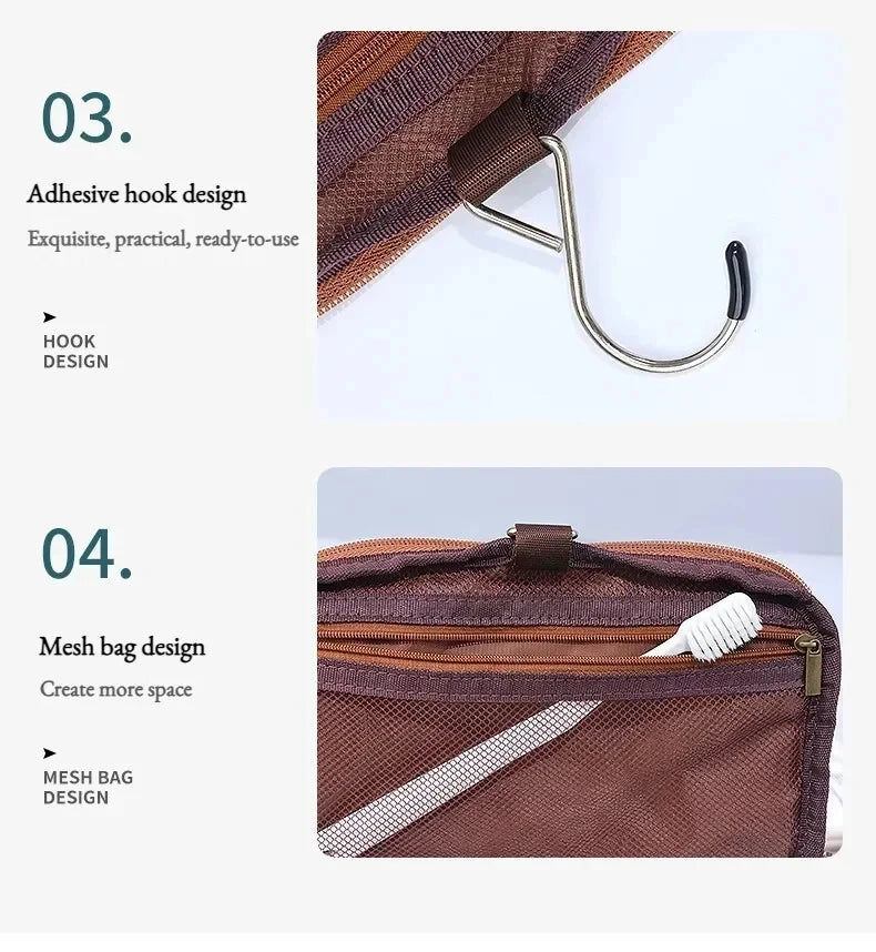 Trousse de toilette en cuir pour hommes et femmes, Kit Dopp, trousse de toilette suspendue pour hommes, trousse de toilette de voyage pour voyager, grand sac à cosmétiques pour T