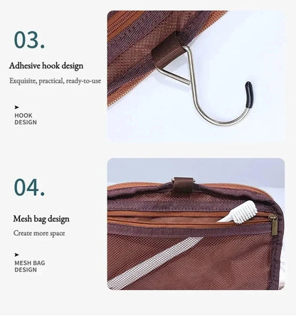 Trousse de toilette en cuir pour hommes et femmes, Kit Dopp, trousse de toilette suspendue pour hommes, trousse de toilette de voyage pour voyager, grand sac à cosmétiques pour T