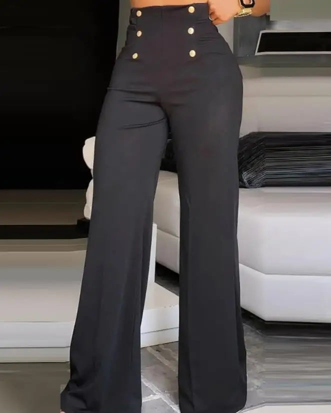 Pantalon Bootcut élégant taille haute, jambes larges, mode européenne et américaine, pantalon évasé Simple pour femmes, été 2023