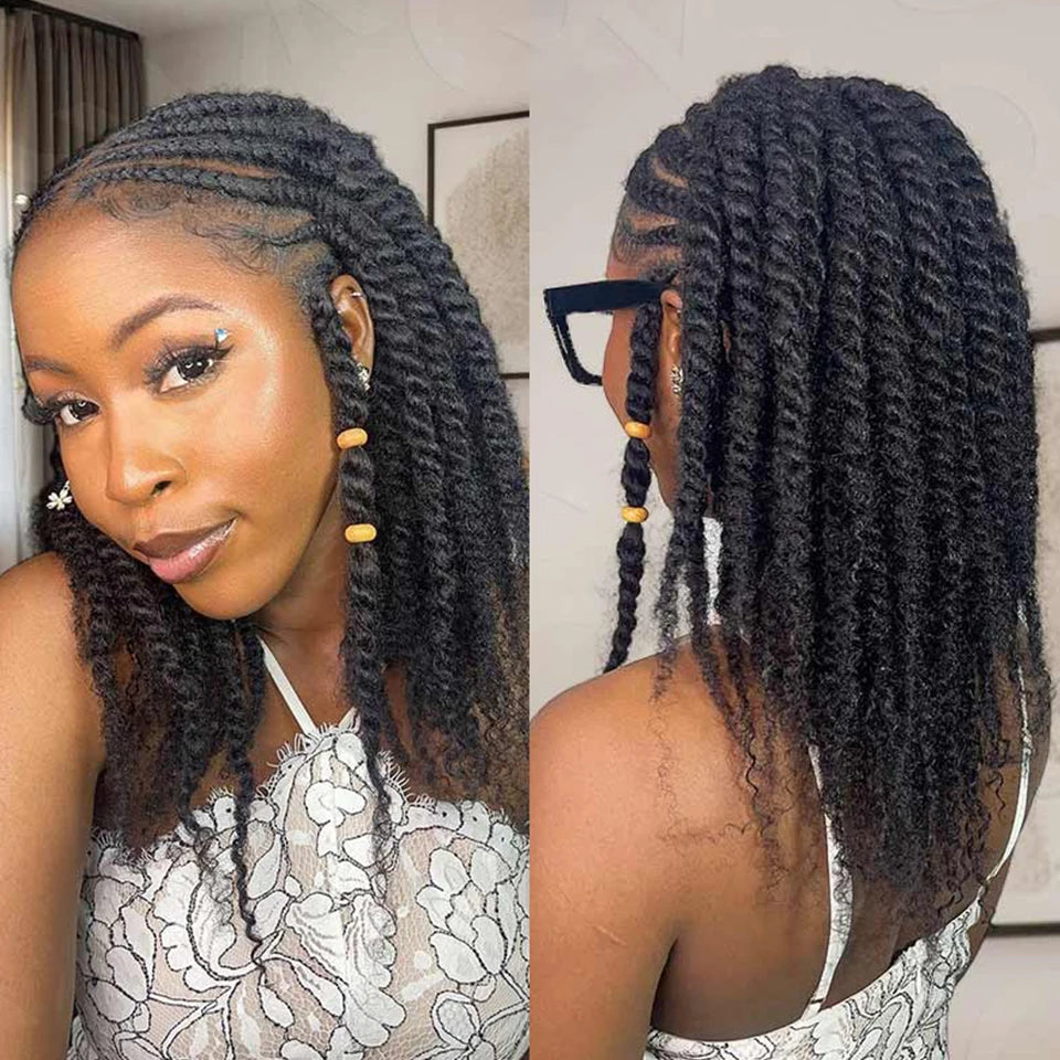 Extensions de cheveux humains afro crépus élégants en vrac noir naturel/marron/gris-léger pour tresser, coiffer et usage quotidien