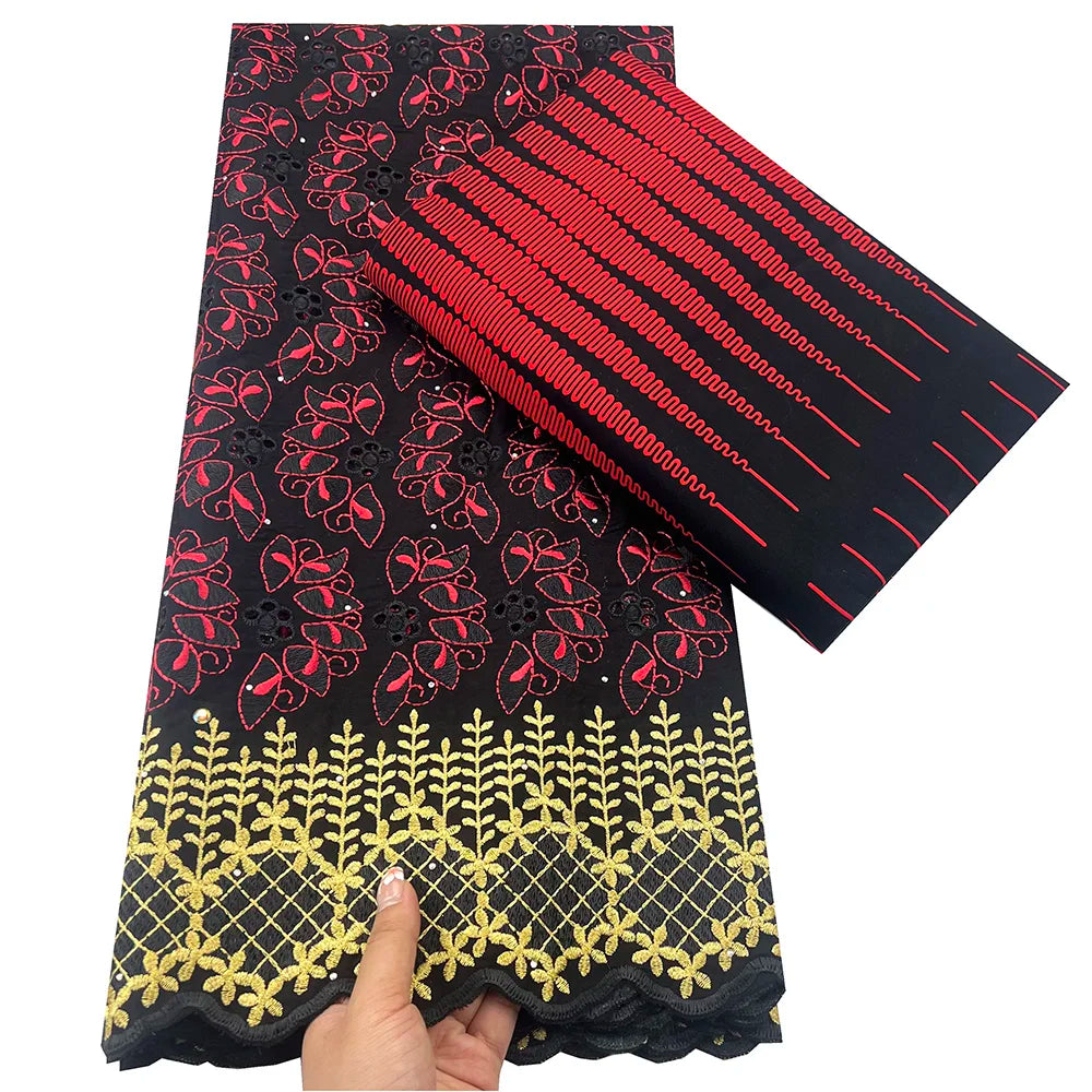 Tissu africain en dentelle de Voile suisse, 2.5 + 3 yards, véritable cire pour coudre une robe de soirée, nouvel arrivage