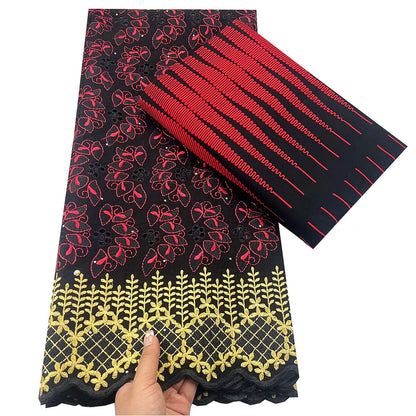 Tissu africain en dentelle de Voile suisse, 2.5 + 3 yards, véritable cire pour coudre une robe de soirée, nouvel arrivage