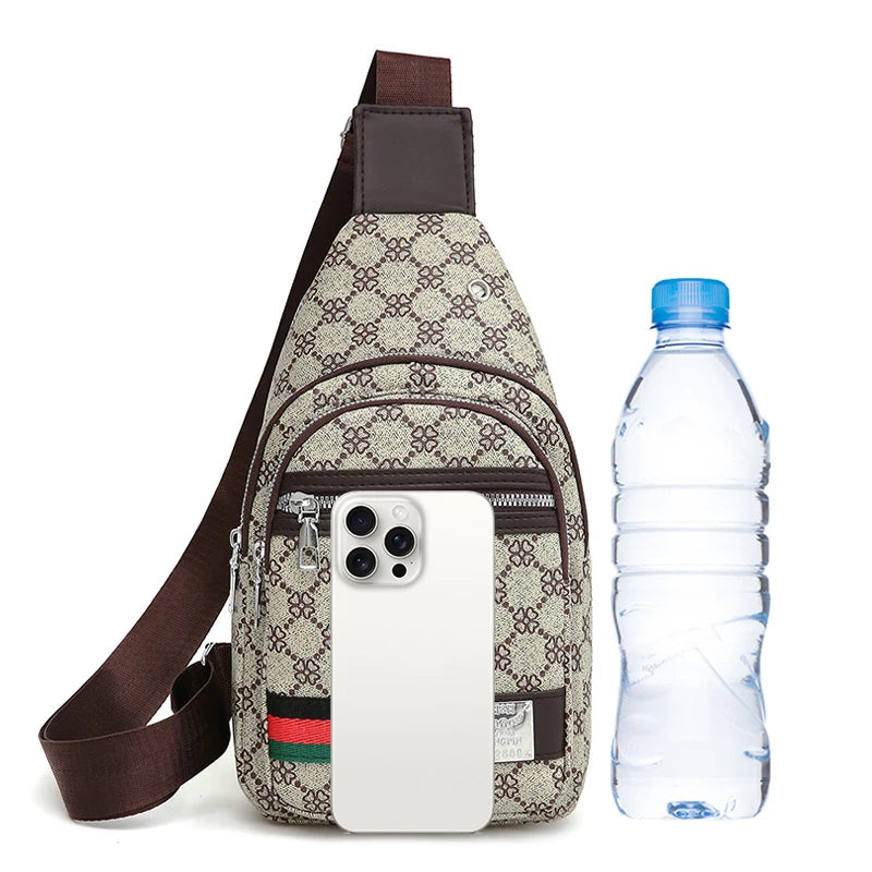 Sac messager multifonction pour hommes, sacs de poitrine en tissu à bandoulière, sac à main décontracté avec trou pour écouteurs