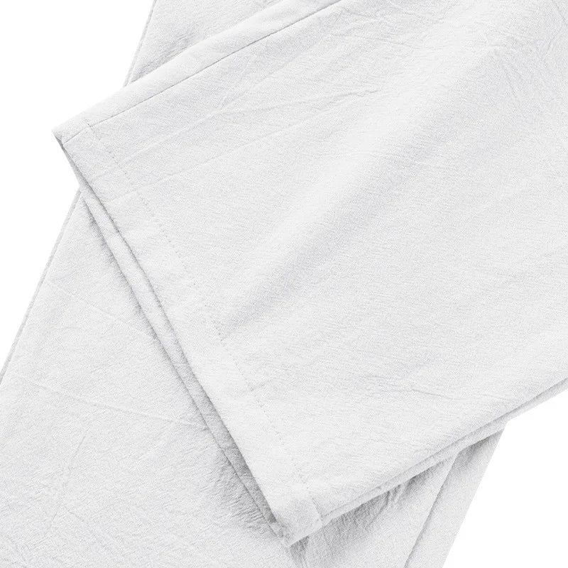 BERAKAH SUPRÊME – pantalon de costume décontracté en lin pour hommes, couleur unie, nouvelle mode, pantalon de plage à jambes larges, européen et américain