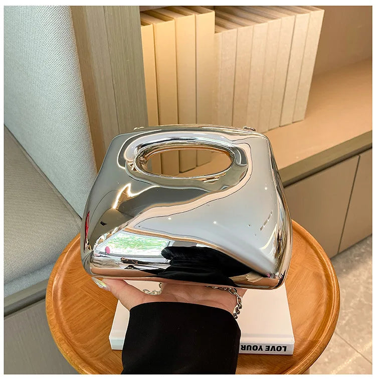 Sac à main hobo en acrylique doré pour femme, sac à main de plage transparent, sac à main de soirée, poignée supérieure ronde, fête de mariage, designer de luxe