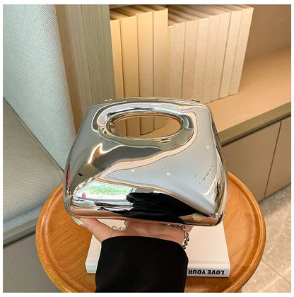 Sac à main hobo en acrylique doré pour femme, sac à main de plage transparent, sac à main de soirée, poignée supérieure ronde, fête de mariage, designer de luxe