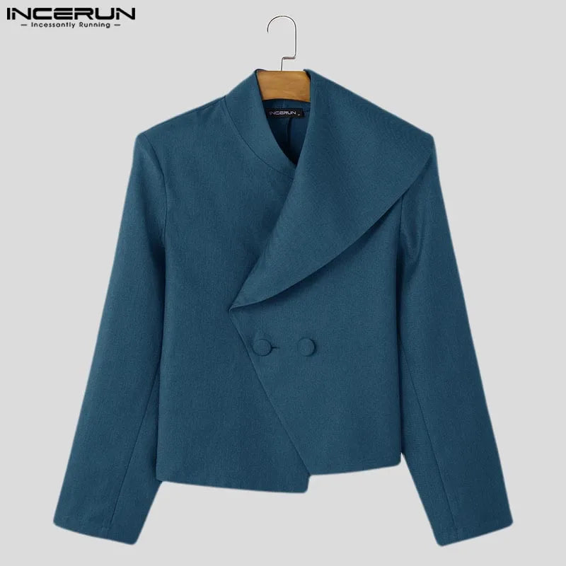 Y-INCERUN-Blazer à Manches sulfDécontracté pour Homme, Col Trempé, Couleur Unie, Assressenti, Nouveau, 2025