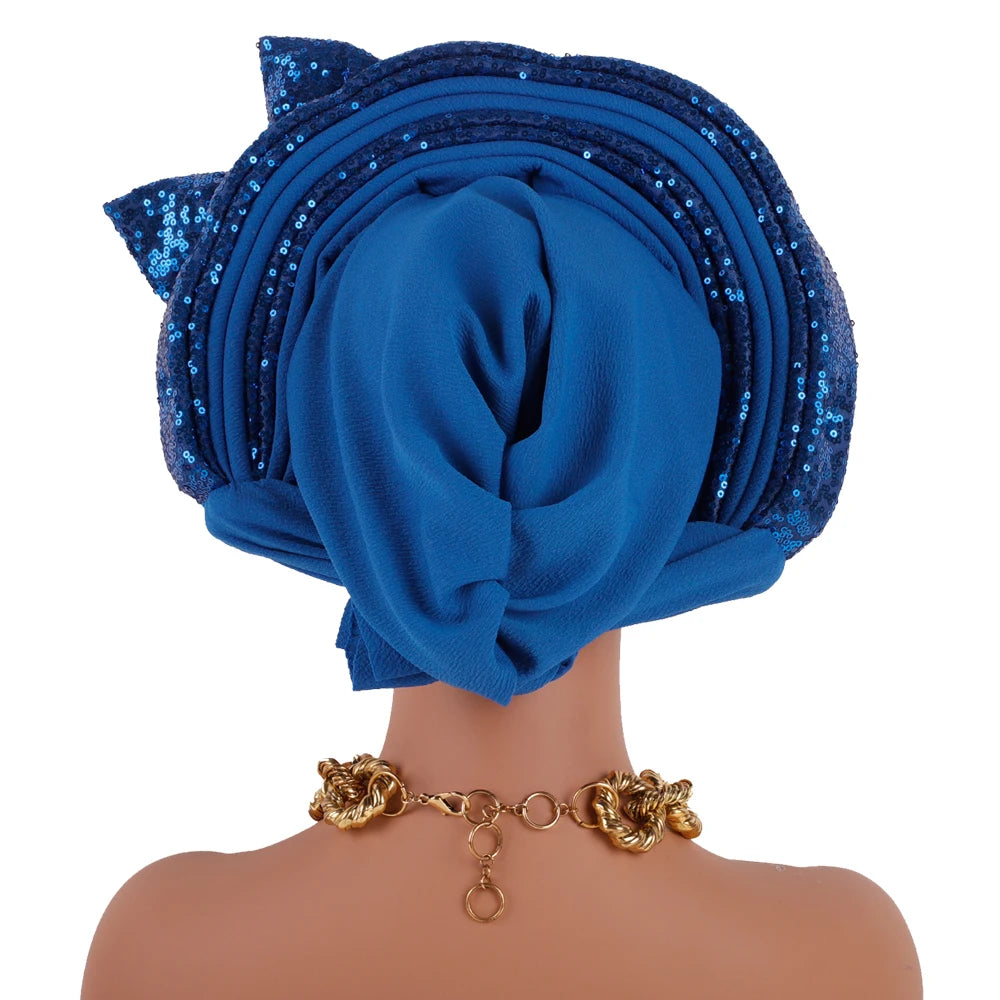 Cravate de Sauna à Paillettes pour Femme, Turban Africain avec Nministériels d Papillon Doux, Accessoire de ix