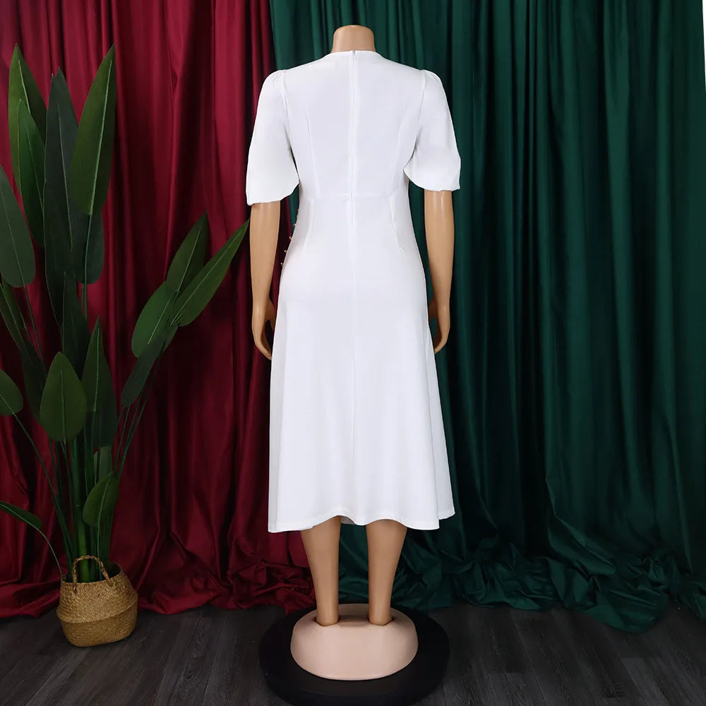 FairyShely-Robe longue à manches courtes pour femmes, grande taille, col rond, grandes robes pour dames, robe de soirée serrée, robe curvy, monochromatique, été, 2025