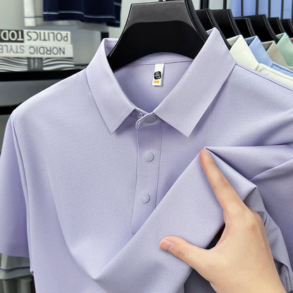 2025 Chemise polo gaufrée sportive pour hommes |   Tailles supérieures de Tennis de Golf évacuant l'humidité S-5XL, boutons-pression, antibactérien 7A de haute qualité