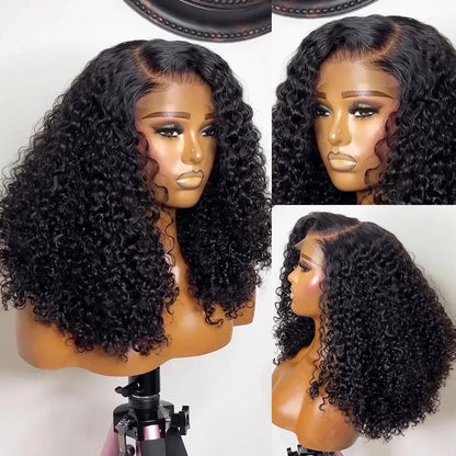 Perruque Bob Lace Front Wig Naturelle Remy, Cheveux Crépus Bouclés, Transparent HD, Sans Colle, Bon Marché, pour Femme