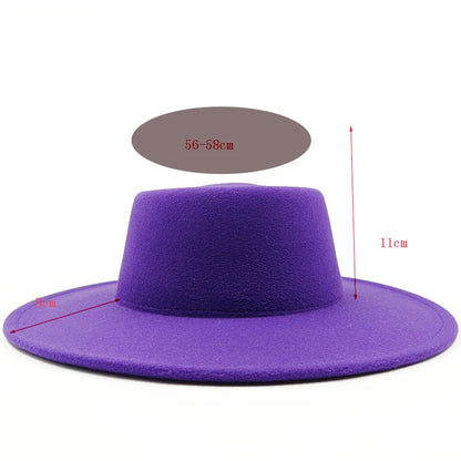 Chapeau fedora rose 8cm, haut convexe concave, chapeau de jazz pour femmes et hommes, chapeau fedora classique à dessus plat