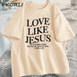 Amour comme jésus t-shirts chrétiens T-shirt religieux à base de foi décontracté à manches courtes femme vêtements Streetwear col rond vêtements
