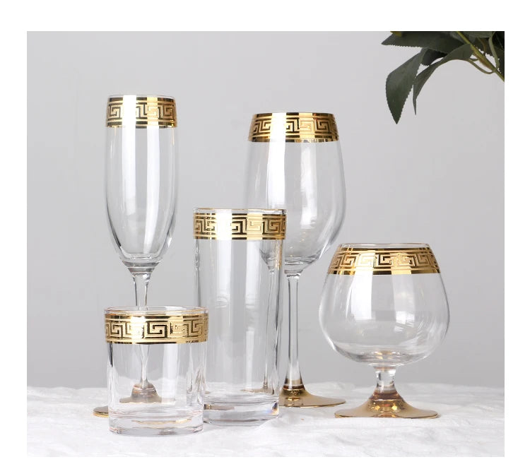 Phnom Penh-Verre Européen à Bord Argenté, Grand Clip Étranger, Vin Rouge, Brandy, Champagne, Table à Manger, Verre à Eau Domestique