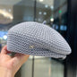 Béret en paille de papier plissé fixe pour femmes, tricot en soie de lait d'été, respirant, grand artiste, chapeau de peintre à la mode