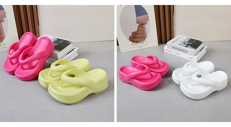 Eyriphy – tongs à plateforme pour femmes, sandales d'été à fond épais, pantoufles de plage en plein air, salle de bain, chaussures de maison, confortables, semelle souple