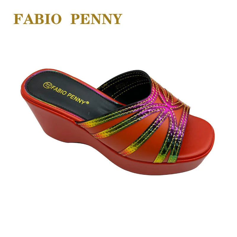 BS -  2025 Nouveau Laser Rainbow Design pantoufles pour femmes à semelles épaisses, exquises et à la mode pour banquets et fêtes