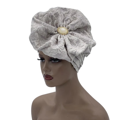Turban Africain à Grande Fleur pour Femme, Foulard de Sauna Musulman à la Mode