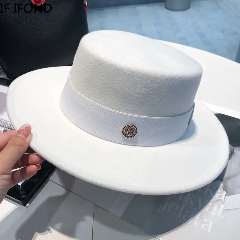 Fedora chapeaux pour femmes mode élégant melon robe casquettes Panama église mariage ruban bande chapeau hommes feutre Jazz chapeau