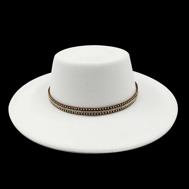 Chapeau fedora rose 8cm, haut convexe concave, chapeau de jazz pour femmes et hommes, chapeau fedora classique à dessus plat