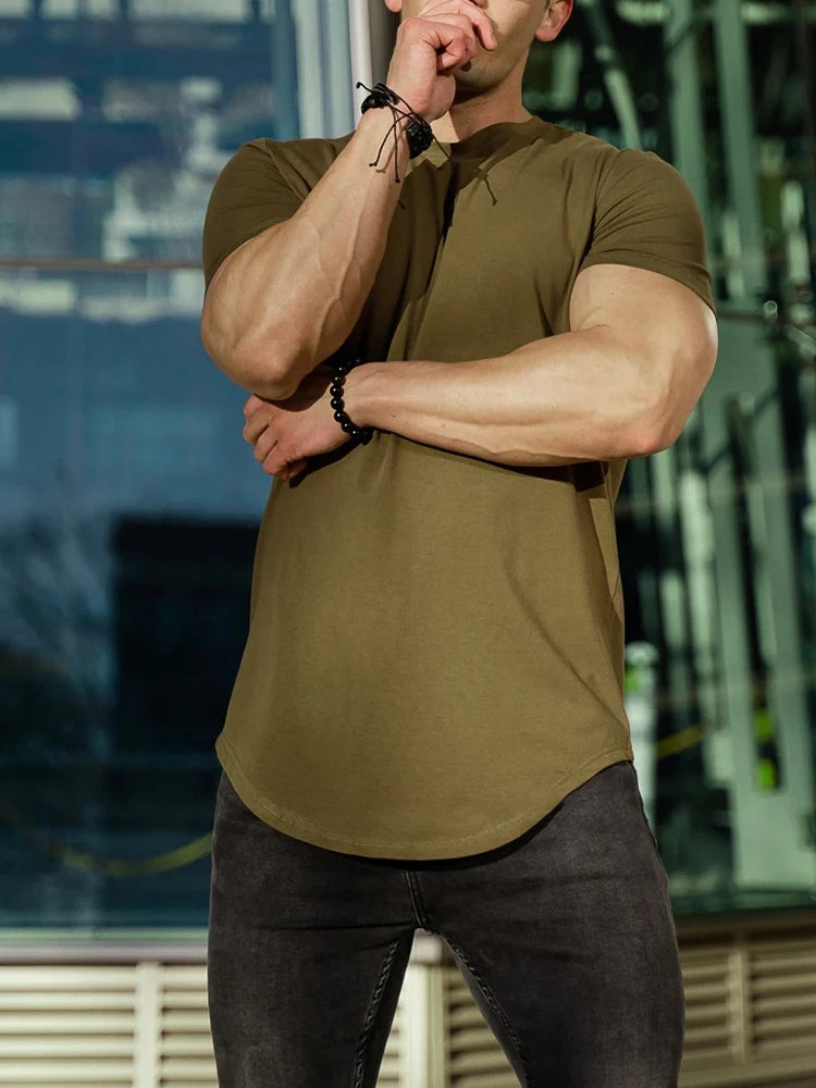 T-shirt de Fitness musculaire été hommes athloisir entraînement à manches courtes T-shirt de haute qualité coton hommes T-shirt Gym Sport chemise hauts