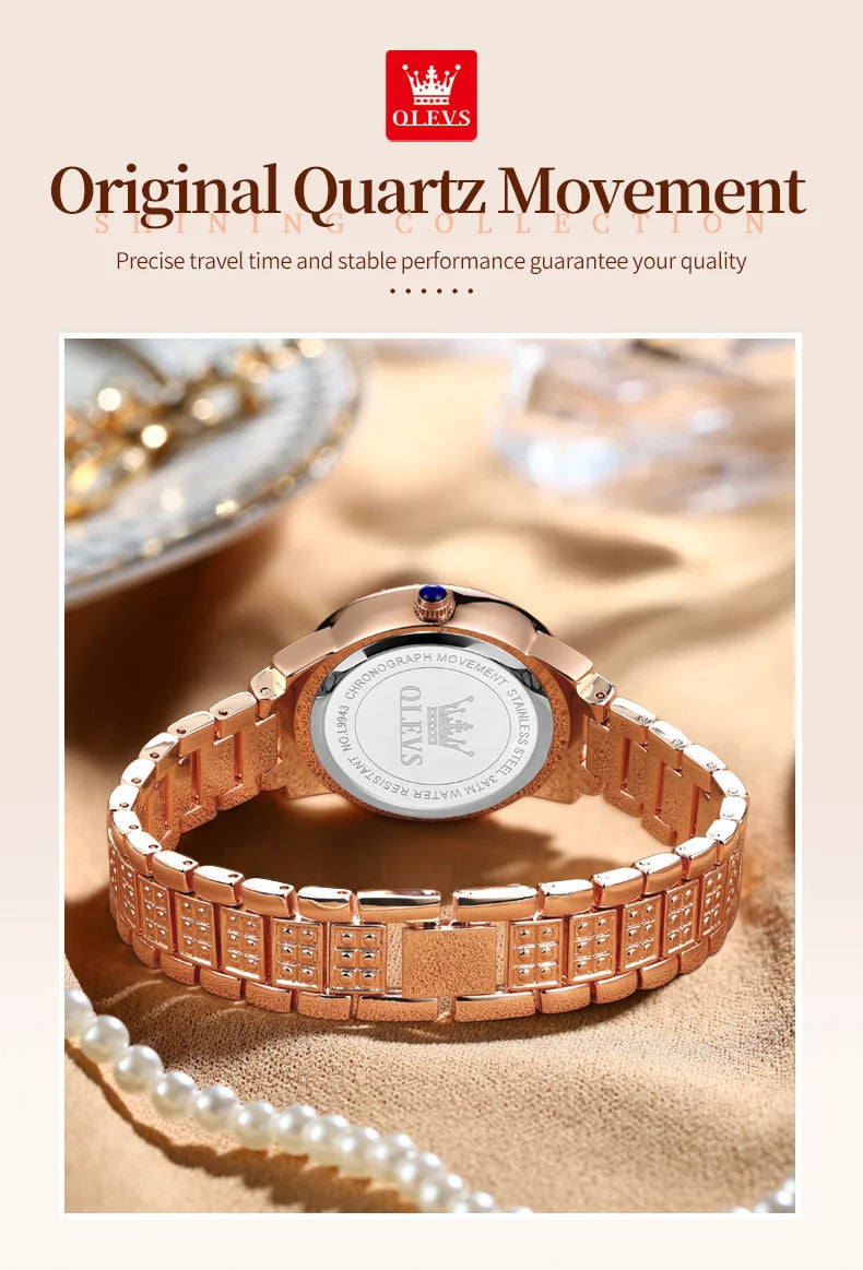 OLEVS Original diamant montre pour femmes mode élégant en acier inoxydable étanche Quartz montre-bracelet de luxe dames robe montres