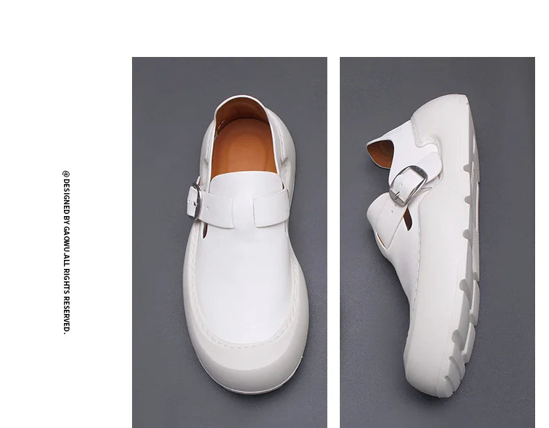 Été 2025 nouveaux mocassins en cuir respirants pour hommes semelles souples semelles épaisses confortables chaussures en cuir pour hommes à la mode et décontractées