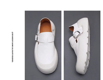 Été 2025 nouveaux mocassins en cuir respirants pour hommes semelles souples semelles épaisses confortables chaussures en cuir pour hommes à la mode et décontractées