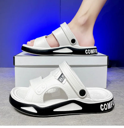 Sandales d'été Eva pour hommes, pantoufles à la mode, légères, douces, plates, antidérapantes, pour l'extérieur, la plage, à bout ouvert