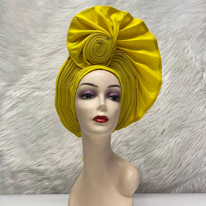 Turban de tête musulman pour femmes, Gele africain violet, casquettes déjà fabriquées, Auto Aso Oke, cravate de sauna Gele, chapeau rond pour dames, Z620-2 de fête