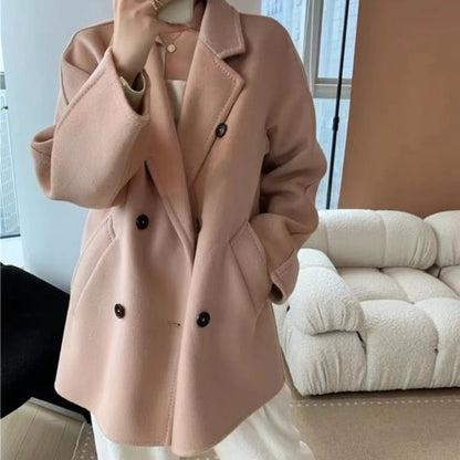 GENHUA 2025 automne hiver nouveaux modèles femmes Double face manteau en cachemire de haute qualité polyvalent 10% cachemire veste à Double boutonnage