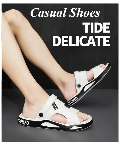 Sandales d'été Eva pour hommes, pantoufles à la mode, légères, douces, plates, antidérapantes, pour l'extérieur, la plage, à bout ouvert