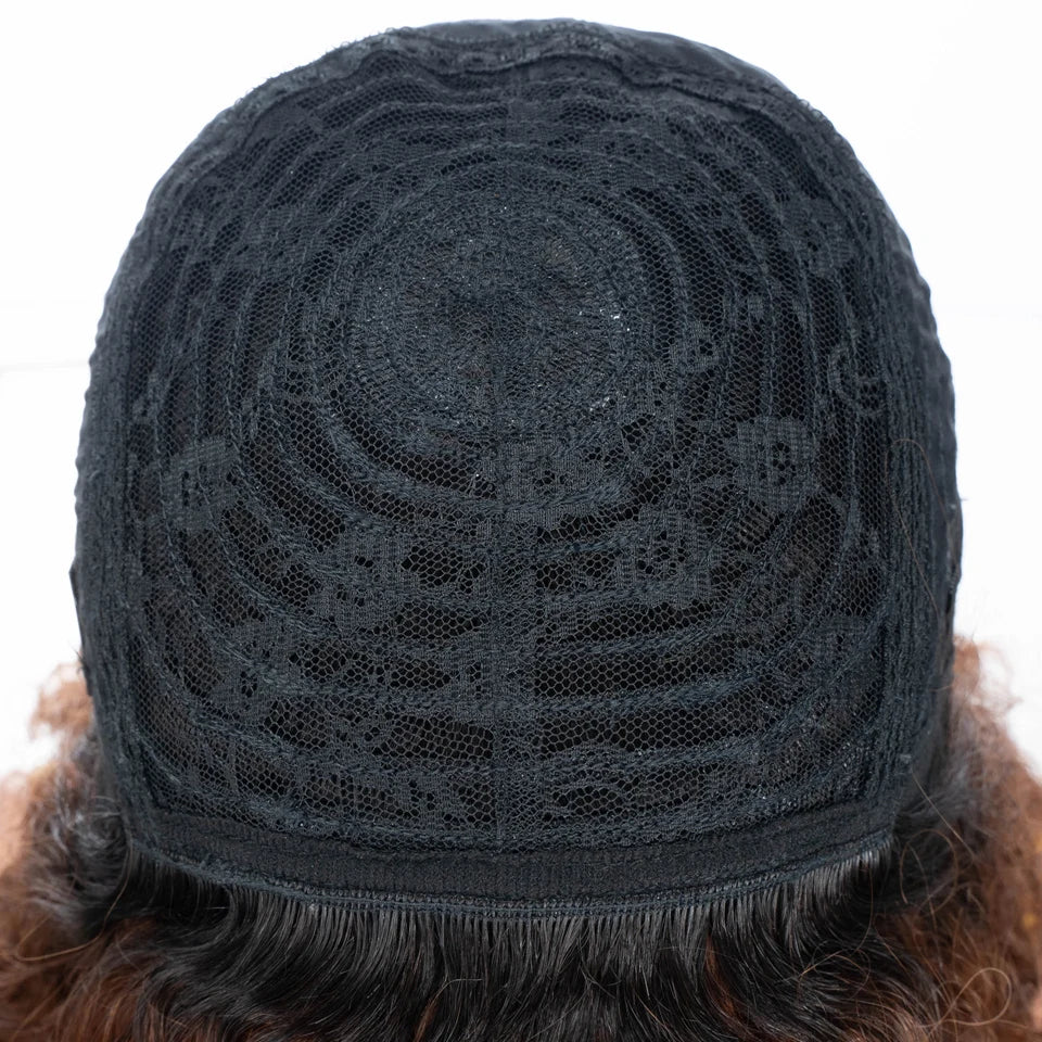 Lekker couleur courte Pixie Afro crépus bouclés Bob 100% perruques de cheveux humains avec frange pour les femmes brésilien Remy cheveux Ombre brun perruques