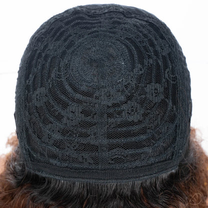 Lekker couleur courte Pixie Afro crépus bouclés Bob 100% perruques de cheveux humains avec frange pour les femmes brésilien Remy cheveux Ombre brun perruques