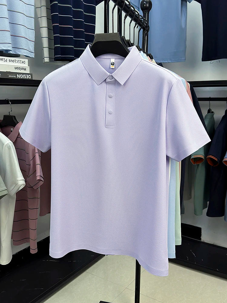 2025 Chemise polo gaufrée sportive pour hommes |   Tailles supérieures de Tennis de Golf évacuant l'humidité S-5XL, boutons-pression, antibactérien 7A de haute qualité