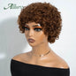 Jerry bouclés perruques de cheveux humains pour les femmes noires 10 pouces court Pixie Afro crépus bouclés perruque avec frange brun couleur cheveux perruques Allure