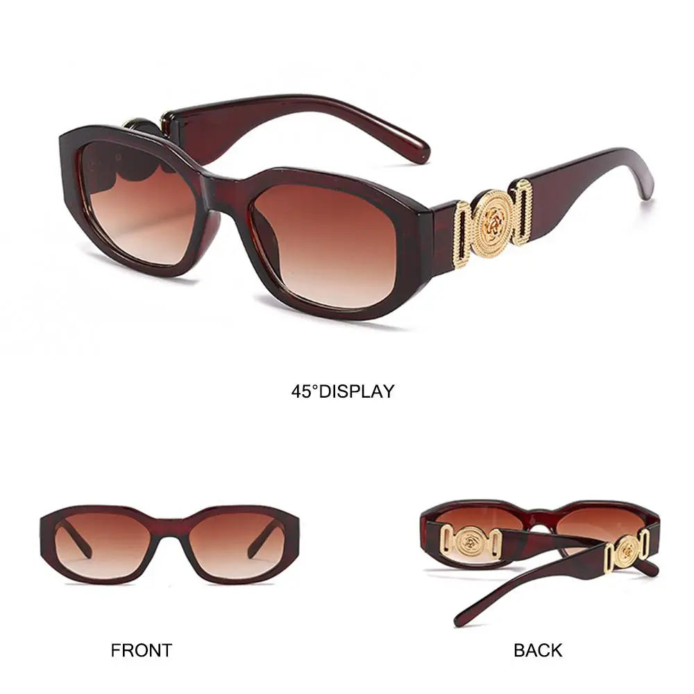 Lunettes de soleil Y2K irrégulières pour femmes et hommes, monture optique, nuances vintage, protection UV, design rose en métal, été