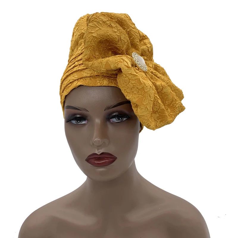 Turban Africain à Grande Fleur pour Femme, Foulard de Sauna Musulman à la Mode
