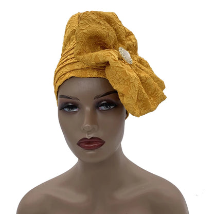 Turban Africain à Grande Fleur pour Femme, Foulard de Sauna Musulman à la Mode