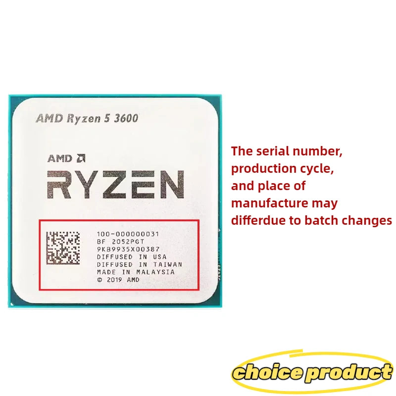 Processeur AMD Ryzen 5 R5 3600 3,6 GHz 6 cœurs 12 threads LGA AM4