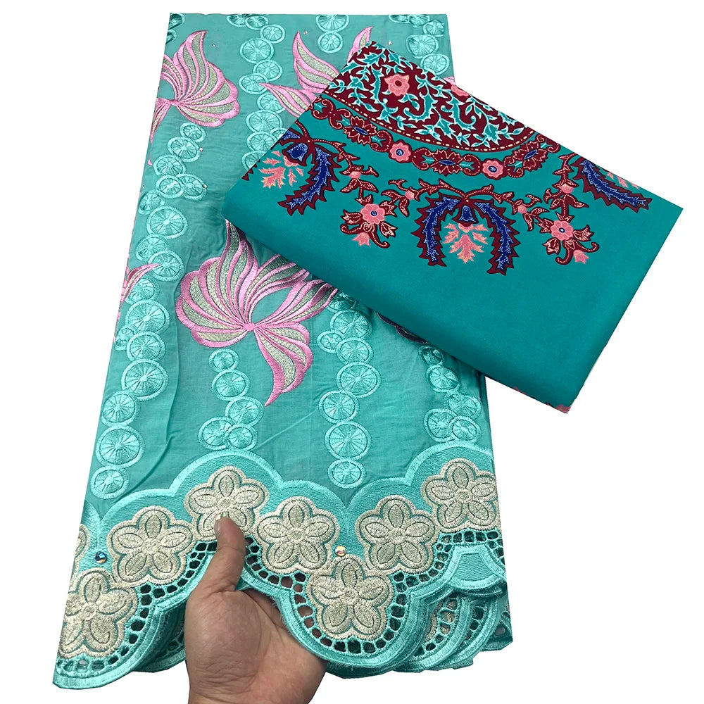 Tissu africain en dentelle de Voile suisse, 2.5 + 3 yards, véritable cire pour coudre une robe de soirée, nouvel arrivage